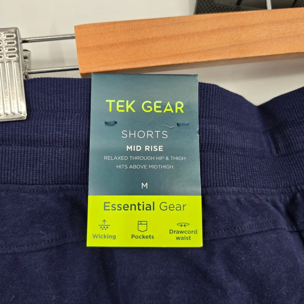 New Tek Gear Womens Navy Blue Essential Gear Mid Rise Active Shorts Size Medium